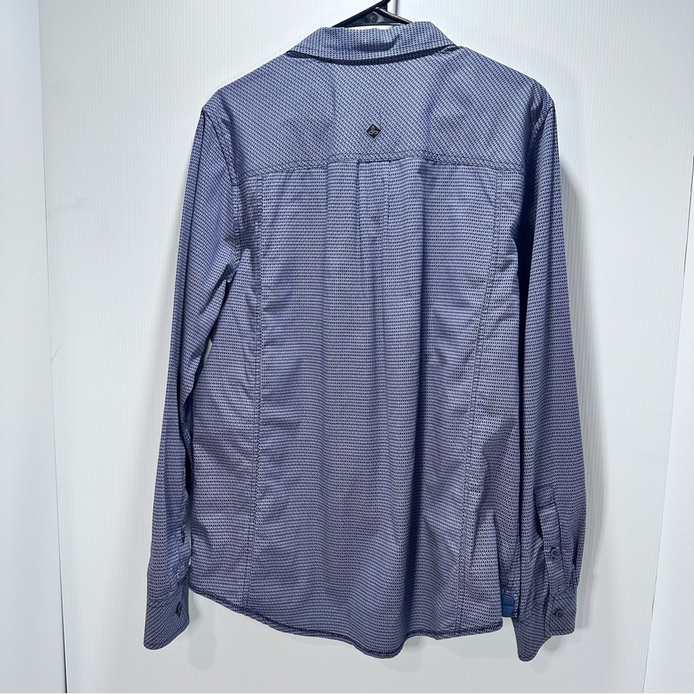 Prana Shirt Men’s Large Slim Fit Button Up Long Sleeve Organic Cotton Blue - Picture 2 of 10